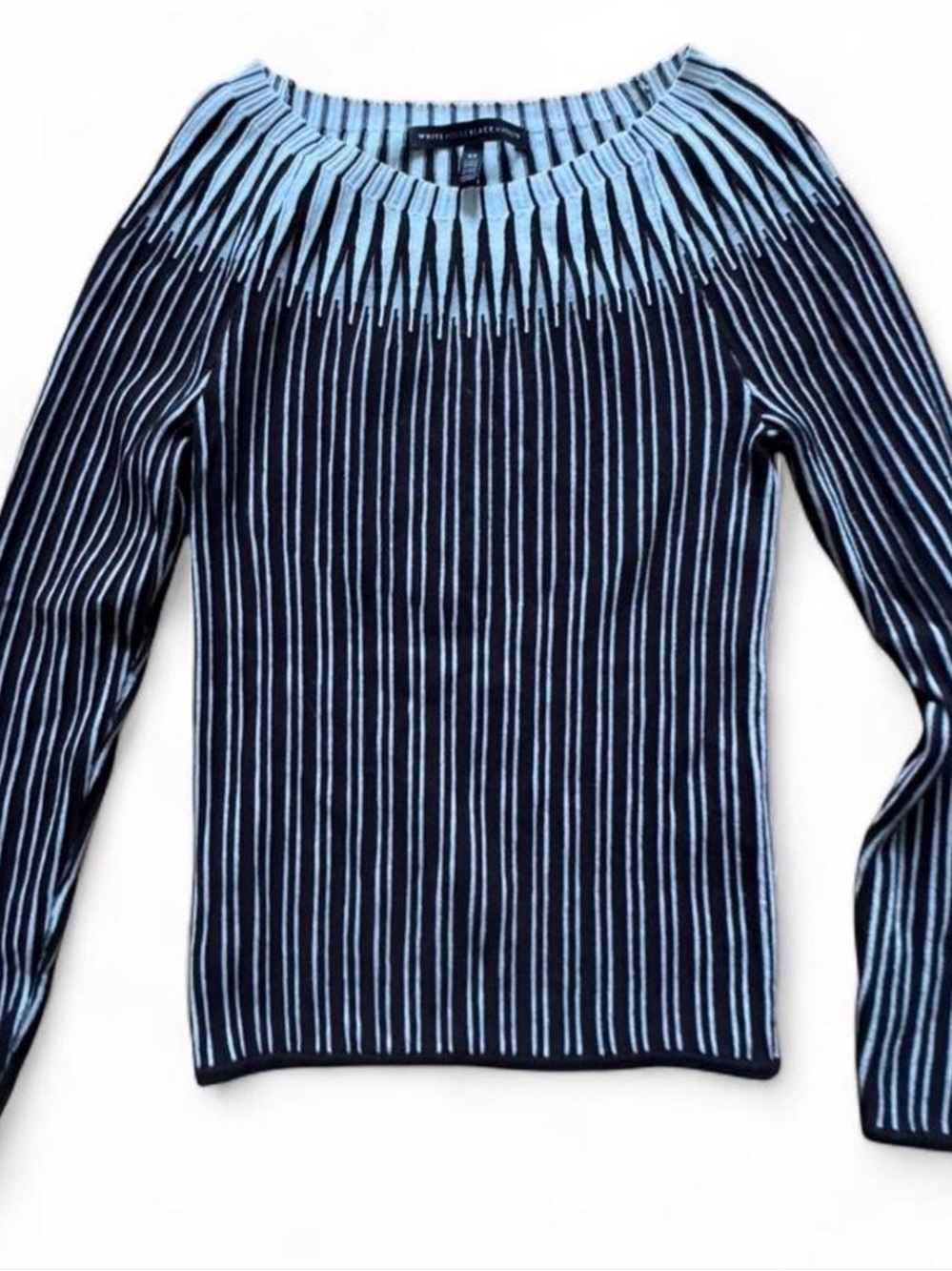 White House Black Market Black & White Striped Boatneck Sweater
